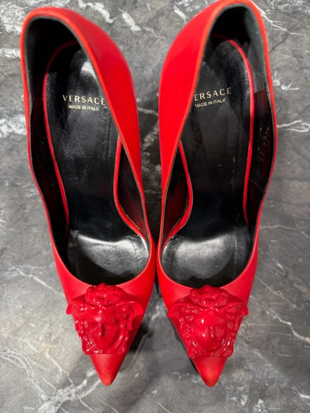 Versace Red Pointed Toe High Heels with Medusa - Picture 6 of 16